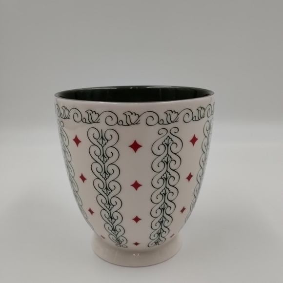 2003 Starbucks Barista Coffee Cup Mug White Green Scroll Red Diamonds 18oz - Picture 2 of 13